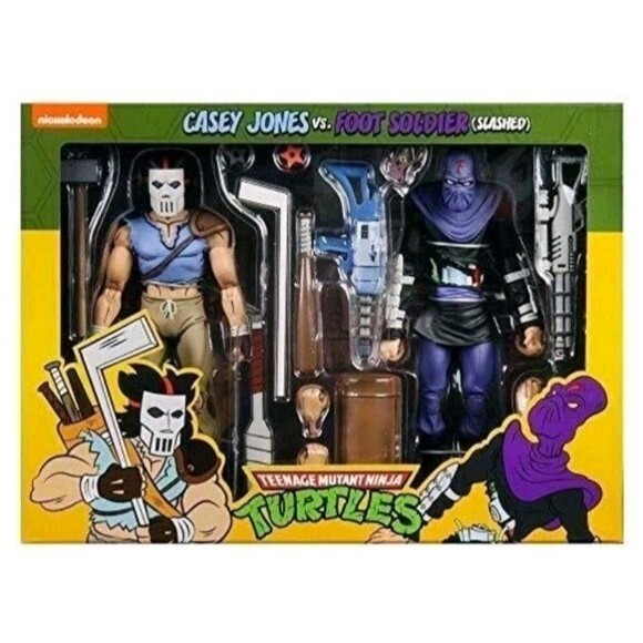 NECA TMNT Casey Jones vs Foot Soldier Slashed Cartoon 2-Pack Action Figure